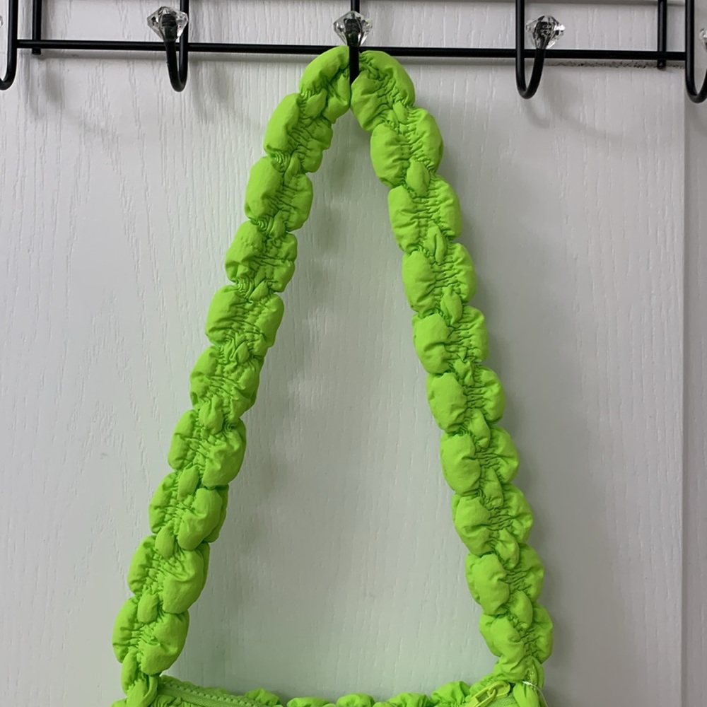 Neon Yellow / Green (Lime Green) Quilted Nylon Puff Bag - Picture 9 of 17